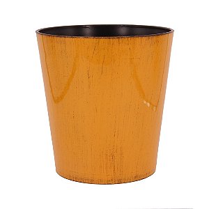 VASO DECORATIVO EM PLASTICO AMARELO 16,5CM X 12,5CM X 17CM