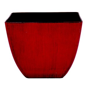 VASO DECORATIVO DE PLASTICO VERMELHO16CM X 8,5CM X 13CM