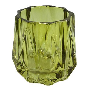 CJ DE CASTICAIS DE VIDRO VERDE OLIVA  4PCS 7,5CM X 7,5CM