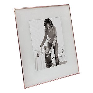 PORTA RETRATO EM VIDRO E METAL COBRE 28CM X 1CM X 33CM
