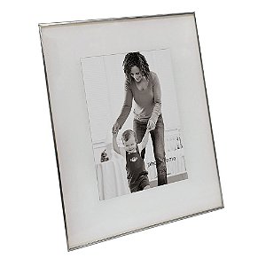 PORTA RETRATO EM VIDRO E METAL PRATEADO 23CM X 1CM X 28CM