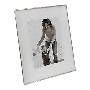 PORTA RETRATO EM VIDRO E METAL PRATEADO 18CM X 1CM X 23CM