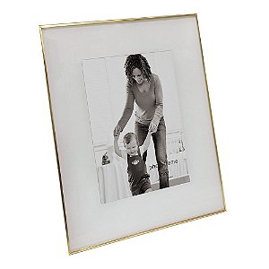 PORTA RETRATO EM VIDRO E METAL DOURADO 23CM X 1CM X 28CM