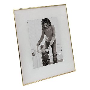 PORTA RETRATO EM VIDRO E METAL DOURADO 18CM X 1CM X 23CM