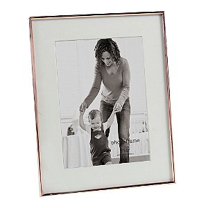 PORTA RETRATO EM VIDRO E METAL COBRE 20,8CM X 1,5CM X 25,8CM
