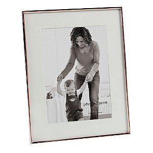 PORTA RETRATO EM VIDRO E METAL COBRE 16CM X 1CM X 21CM
