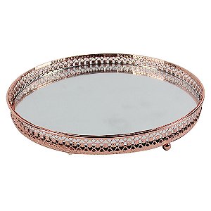 BANDEJA ESPELHADA E METAL COBRE 20,5CM X 20,5CM X 3,1CM
