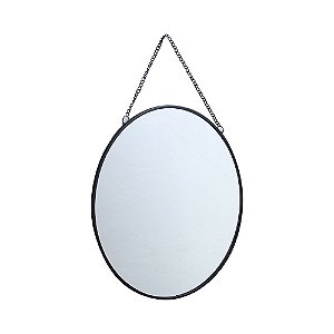 ESPELHO DE PAREDE EM METAL PRATA 24CM