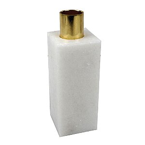 CASTICAL EM METAL DOURADO COM BASE EM MARMORE BRANCO 4,5 CM