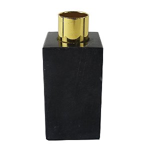 CASTICAL EM METAL DOURADO COM BASE EM MARMORE PRETO 4,5 CM X