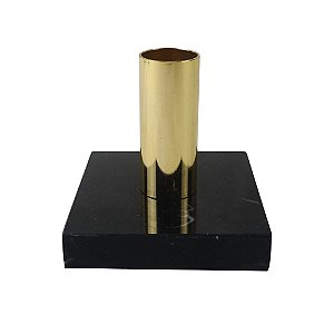 CASTICAL EM METAL DOURADO COM BASE EM MARMORE PRETO 8CM X 8C