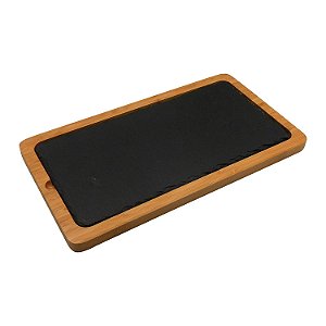 TABUA DE QUEIJO DE PEDRA E BAMBU 33CM X 18CM X 1,5CM
