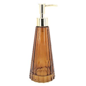 PORTA SABONETE LIQUDO DE VIDRO MARROM 8,5CM X 22,5CM