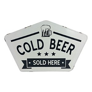 PLACA DECORATIVA EM METAL COLD BEER 55,5CM X 0,9CM X 36CM