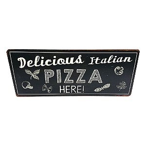 PLACA DECORATIVA EM METAL PIZZA 30,5CM X 0,60CM X 12,8CM