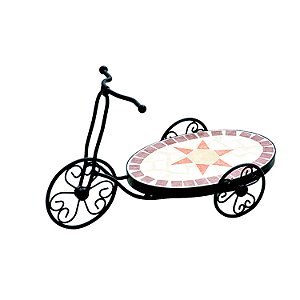 FLOREIRA BICICLETA DE FERRO ESTILO MOSAICO- BASE OVAL