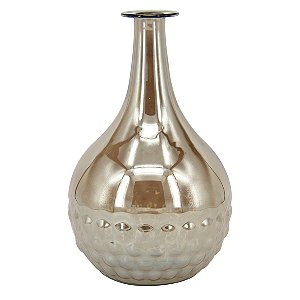 VASO DE VIDRO METALIZADO AMBAR 12CM X 12CM X 19CM