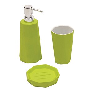 KIT BANHEIRO EMBORRACHADO VERDE - 3 PCS
