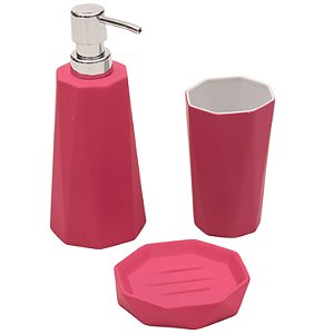 KIT BANHEIRO EMBORRACHADO VERMELHO - 3 PCS