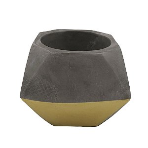 CACHEPOT EM CIMENTO E DOURADO  1 PECA 10,7CM X 10,7CM X 8,5C