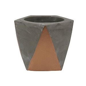 CACHEPOT EM CIMENTO E COBRE  1 PECA 10CM X 10CM X 8,5CM