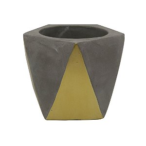 CACHEPOT EM CIMENTO E DOURADO  1 PECA 10CM X 10CM X 8,5CM