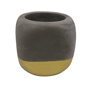 CACHEPOT EM CIMENTO E DOURADO  1 PECA D9,5CM X 9,2CM