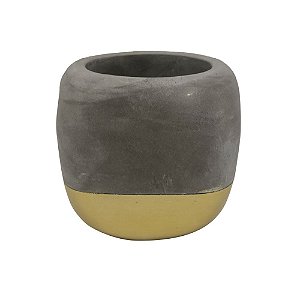 CACHEPOT EM CIMENTO E DOURADO  1 PECA D11,7CM X 11,2CM