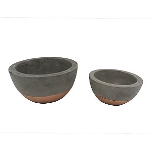 CONJ. DE CACHEPOTS EM CIMENTO E COBRE  2 PCS G  D16,3CM X 8C