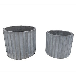 CONJ. DE CACHEPOTS EM CIMENTO CINZA  2 PCS G  D17,3CM X 14,1