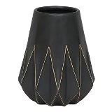 VASO DE CERAMICA PRETO COM DESENHOS GEOMETRICOS