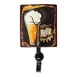 CABIDEIRO DE FERRO COM 1 GANCHO  BEER PARTY 11,8CM X 20,7CM