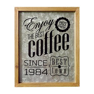 PLACA DE MADEIRA  FRESH MORNING COFFEE 26CM X 32CM X 4,4CM