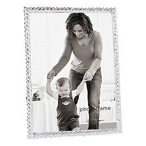 PORTA RETRATO EM VIDRO E METAL PRATEADO 11,5CM X 1CM X 16,5C