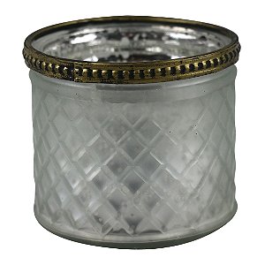 CASTICAL DE METAL DOURADO E VIDRO 9CM X 7,5CM