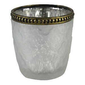 CASTICAL DE METAL DOURADO E VIDRO 7,5CM X 8CM