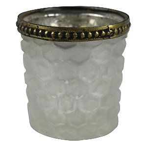 CASTICAL DE METAL DOURADO E VIDRO 6,5CM X 6,5CM