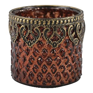 CASTICAL METAL DOURADO E VIDRO ALARANJADO 7,5CM X 7,5CM