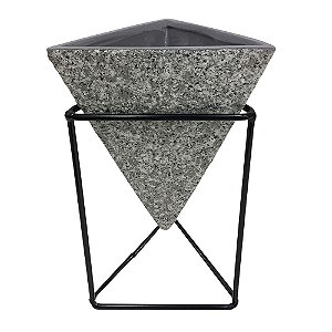 CACHEPOT DE CERAMICA COM SUPORTE DE METAL 15CM X 18CM