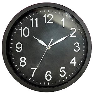 RELOGIO DE PAREDE DE PLASTICO PRETO 35CM X 4CM