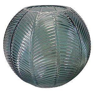 VASO DE VIDRO TRANSPARENTE VERDE 15CM X 15CM X 13CM