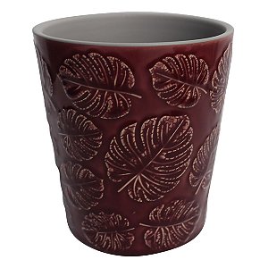 CACHEPOT DE CERAMICA COSTELA DE ADAO VERMELHO 12,8CM X 12,8C