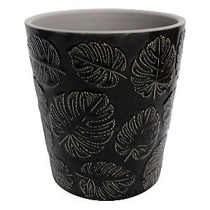 CACHEPOT DE CERAMICA COSTELA DE ADAO PRETO 12,8CM X 12,8CM X