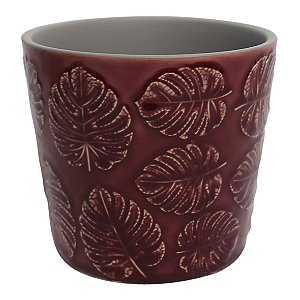 CACHEPOT DE CERAMICA COSTELA DE ADAO VERMELHO 12,2CM X 12,2C