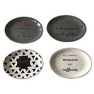 CJ DE TRAVESSAS DE CERAMICA BEST WISHES 14,2CM X 10,7CM X 1,