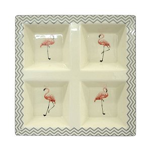 PETISQUEIRA DE CERAMICA  FLAMINGOS 23CM X 23CM X 3,6CM
