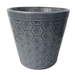 CACHEPOT DECORATIVO EM CERAMICA CINZA 14CM X 13CM
