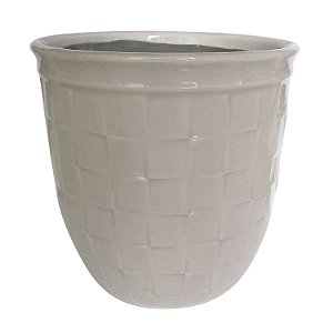 CACHEPOT DECORATIVO EM CERAMICA BEGE 14CM X 14,5CM
