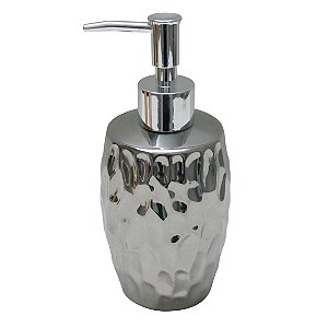 PORTA SABONETE LIQUDO DE CERAMICA PRATA 7,5CM X 7,5CM X 17,5