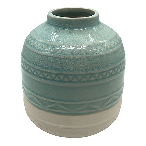 VASO EM CERAMICA VERDE E AREIA 13,7CM X 13,7CM X 15CM